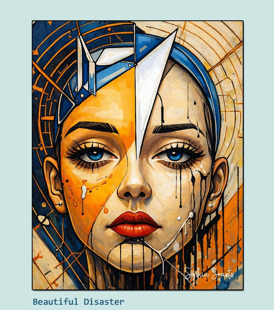 Beautiful woman with intense blue eyes.