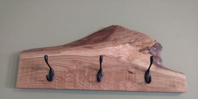 Live edge 3 hook Coat rack.  