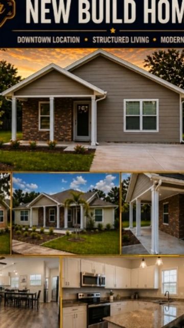 Modern new build home with stylish interiors and a cozy porch.