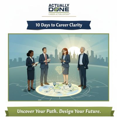 10 Days to Career Clarity, 4 animated executives. Uncover Your Path. Design your Future.