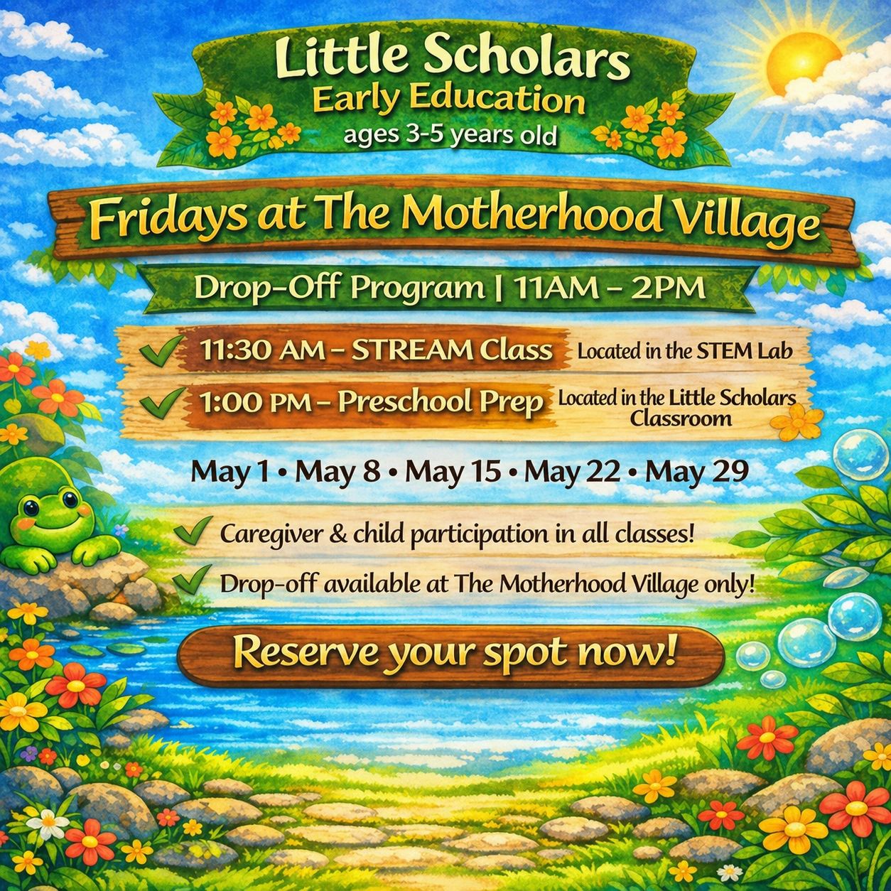Little Scholars: Drop Off Program 11am-2pm on Fridays at TMV