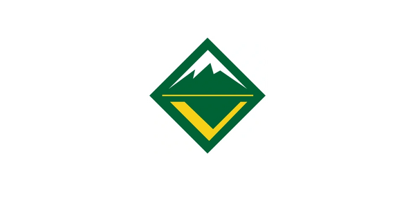 Green and yellow mountain-themed geometric logo.