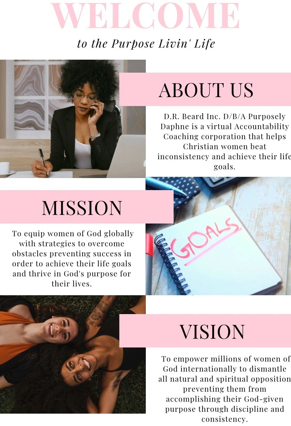 Purpose Livin' Life coaching empowering Christian women to achieve life goals.
