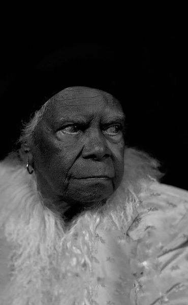 black and white photo of Mrs Mabo by wayne quilliam