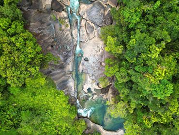drone photograph of babinda boulders qld by wayne quilliam