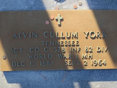 Grave marker of Alvin Cullum York, a World War I Medal of Honor recipient from Tennessee.