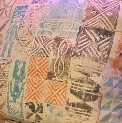 Colorful tribal pattern on fabric.