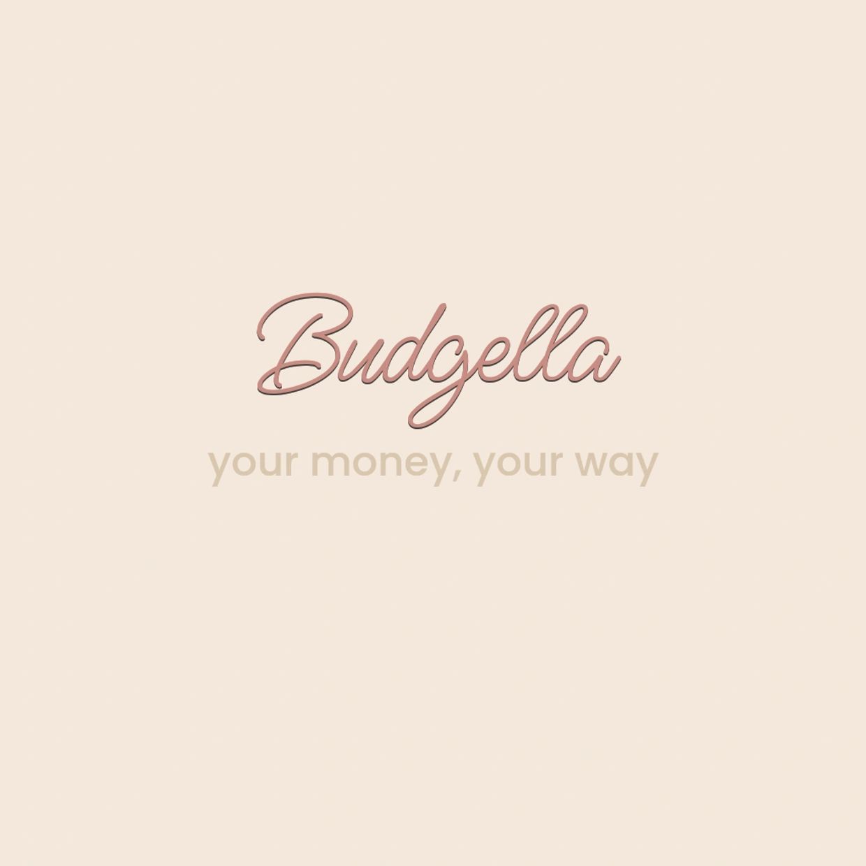 Budgella logo with tagline "your money, your way" on a beige background.