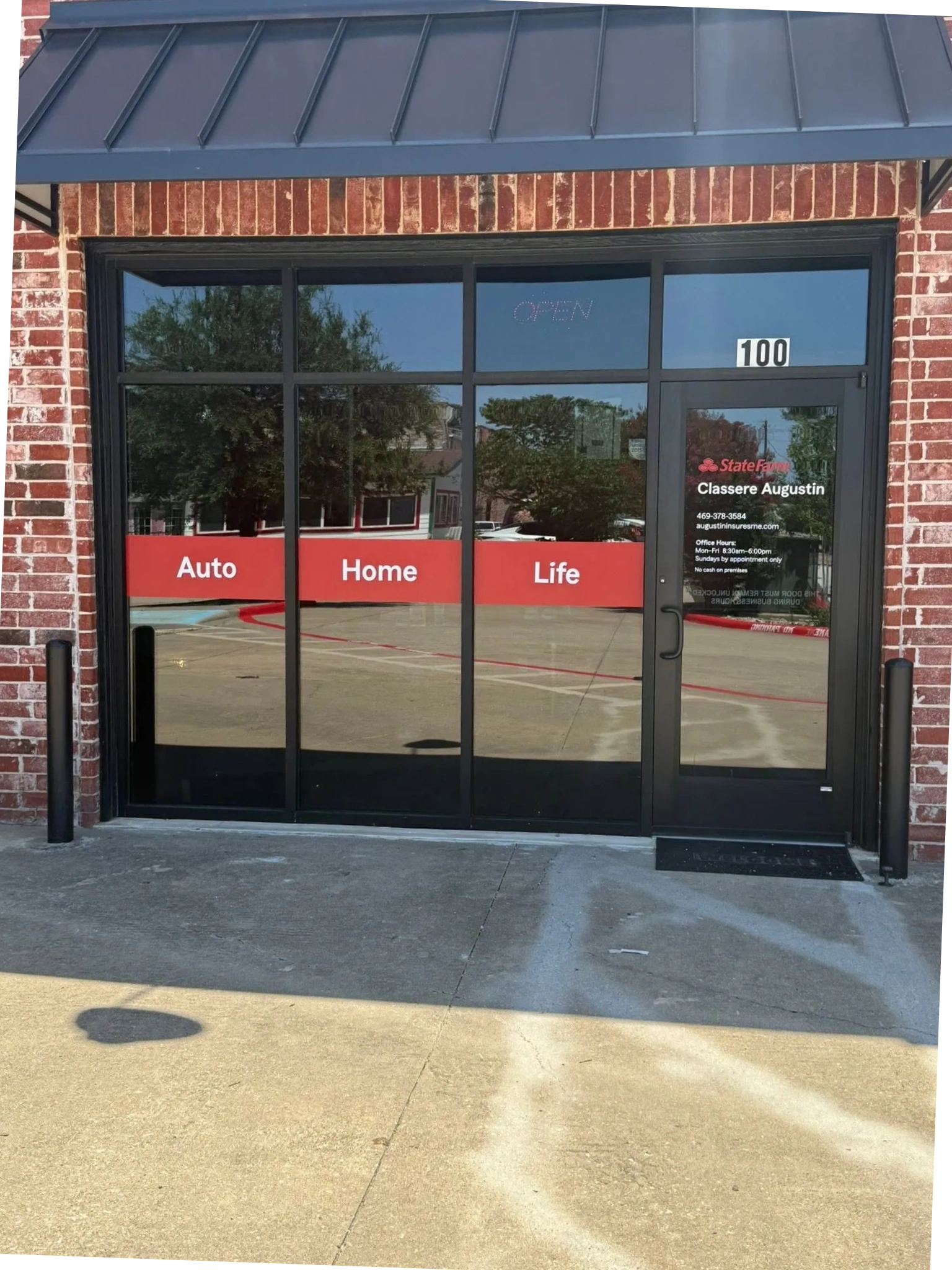 Commercial window tint installation at a State Farm office by Prestige Tint in North Texas.