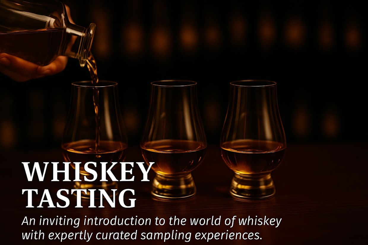 Amber whiskey in Glencairn glasses — TheRoamingBar curates tastings of Tennessee’s finest spirits.