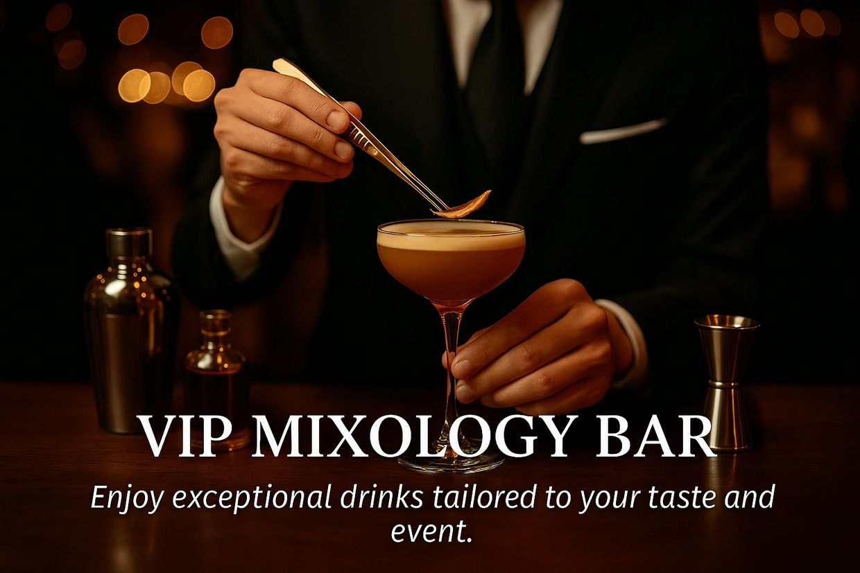 Cinematic light and skilled hands — TheRoamingBar’s VIP Mixology Bar creates unforgettable cocktails