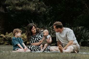 family on the garden