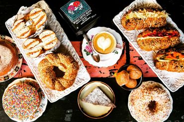 table with a lot of food