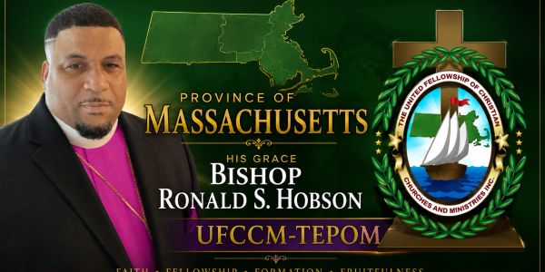 Bishop Ronald S. Hobson of Massachusetts with church emblem.
