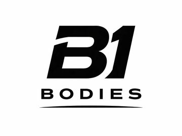 Bold black B1 Bodies logo on white background.