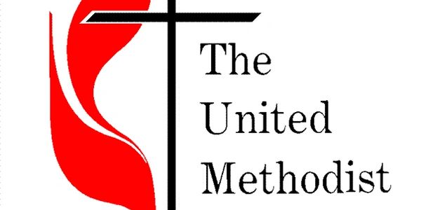 Logo of The United Methodist Church with a cross and red flame.