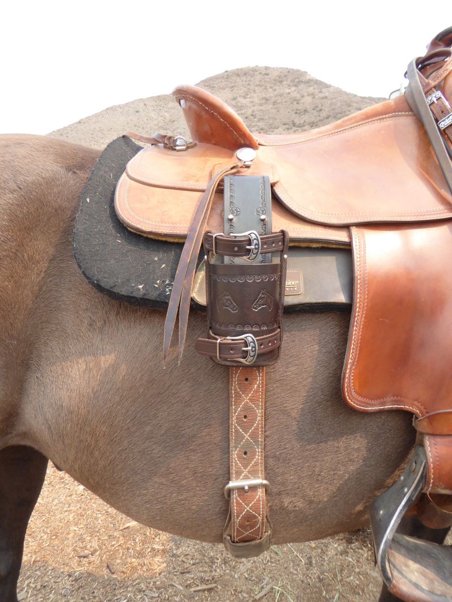 Horse and Flowers Tooling Pattern, Adjustable Leather Drink Holder