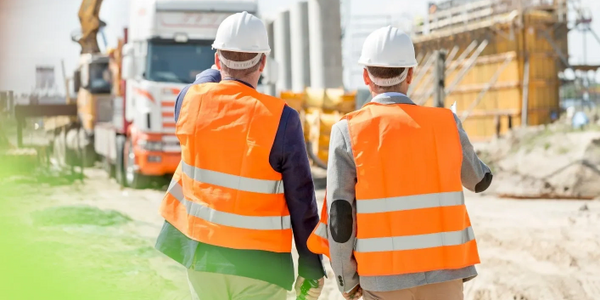 Betriebssanitäter erkunden die Baustelle