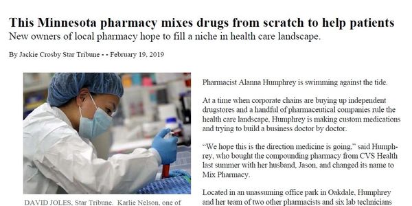 Mix Pharmacy was featured in the Star Tribune on Feb 19, 2019.