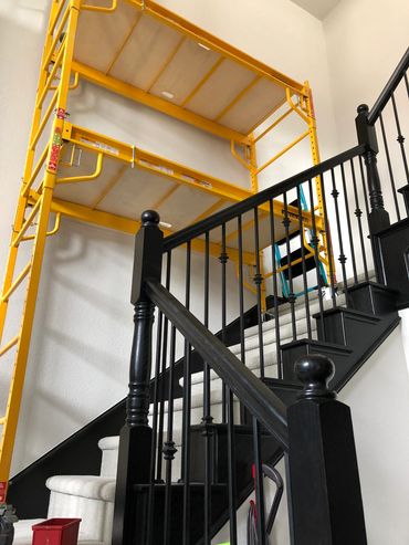 Baker scaffold set up on stairs