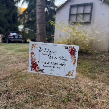 Wedding welcome sign for Grace and Alexandria.