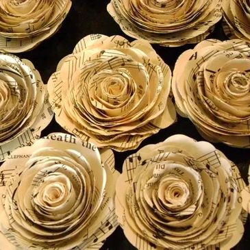Custom paper roses for Music themed event