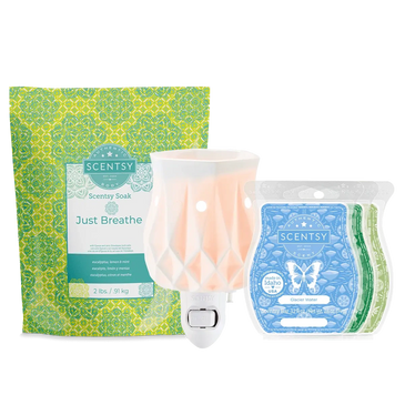 Scentsy Soak, Mini Warmer, and 3 Spa scent-inspired Scentsy Bars