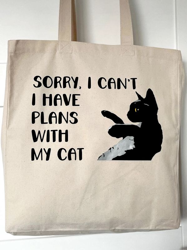 Custom Tote bag, Cat image and Excuse
