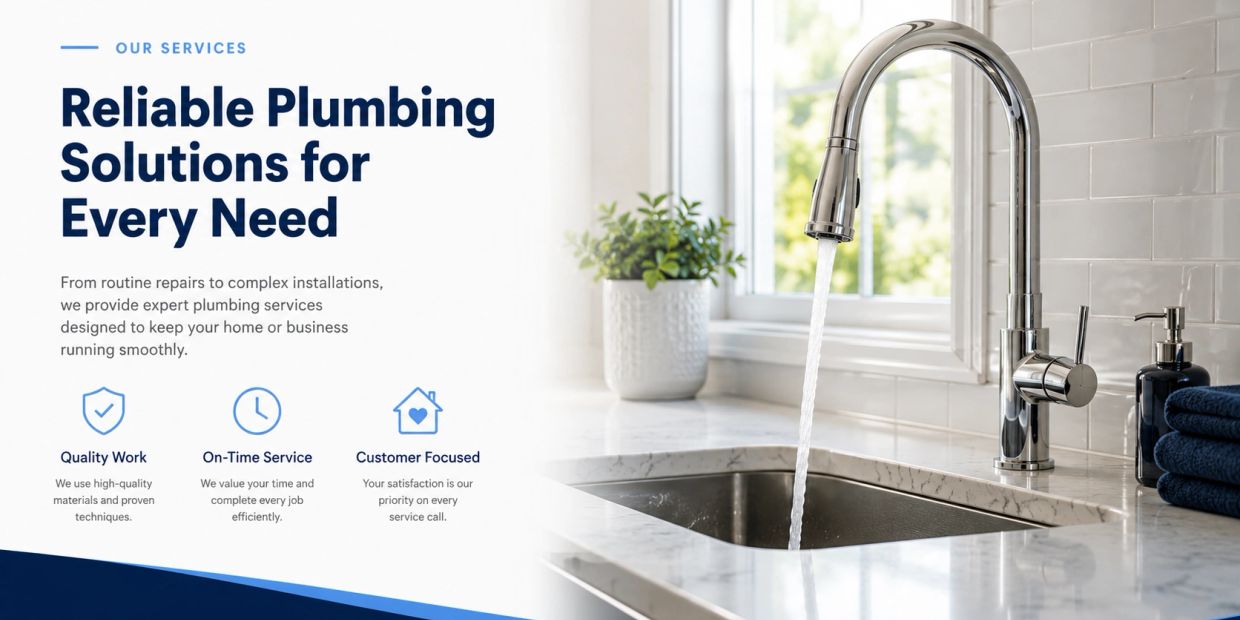 Modern kitchen faucet with running water showcasing plumbing services.