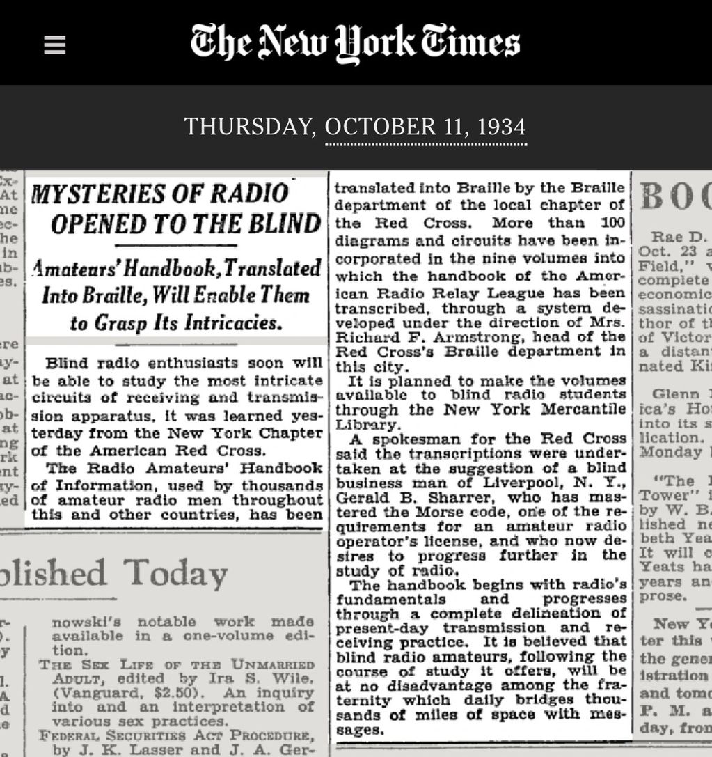 Article courtesy of New York Times, October 11, 1934
