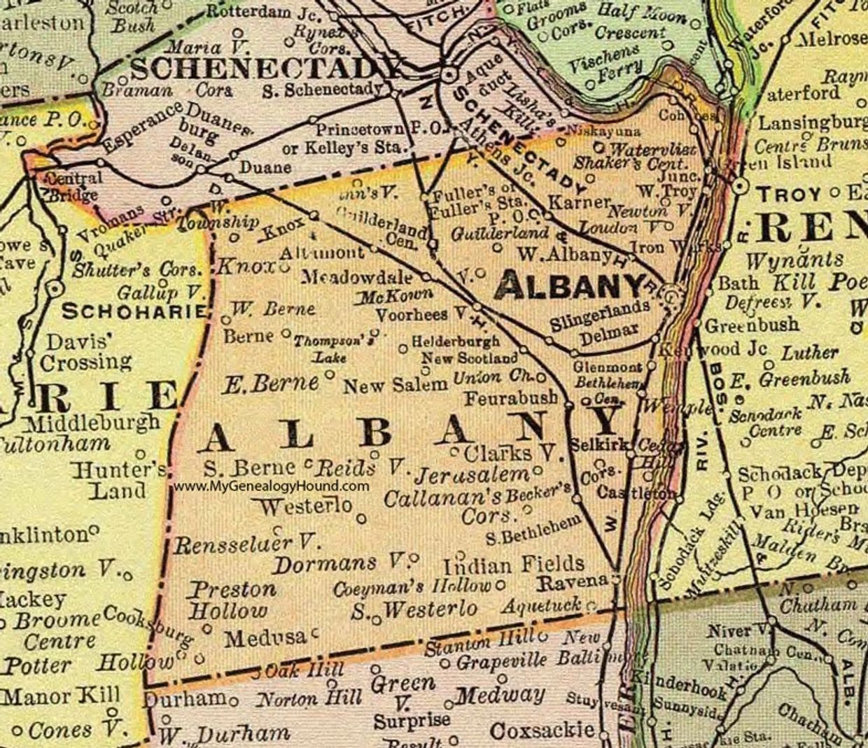 Albany county old world map