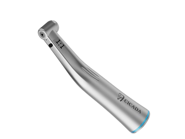 Metallic dental handpiece with the brand name Cicada.