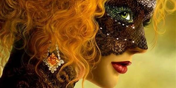 A red head in costume at a Victorian costume ball