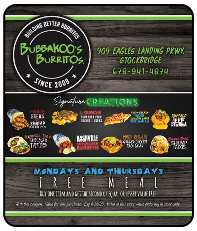 exclusive savings and coupons only here restaurants in McDonough burritos mexican bubbakoos