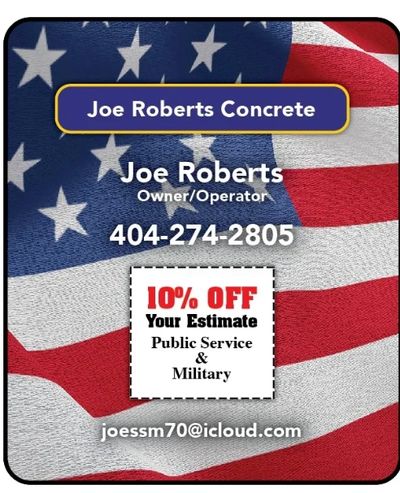exclusive savings and coupons only here Joe Roberts Concrete 