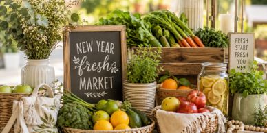Fresh produce at a New Year market stall.