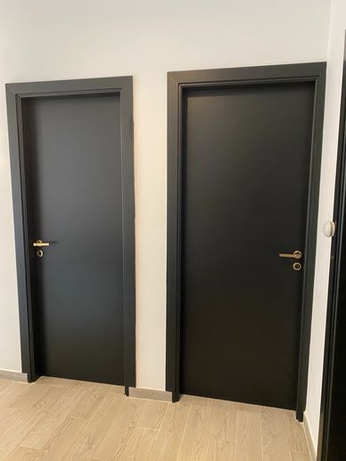 Beautiful Black Matt Doors with Gold Fittings.