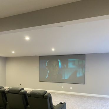 Luxury basement theater with 150” screen