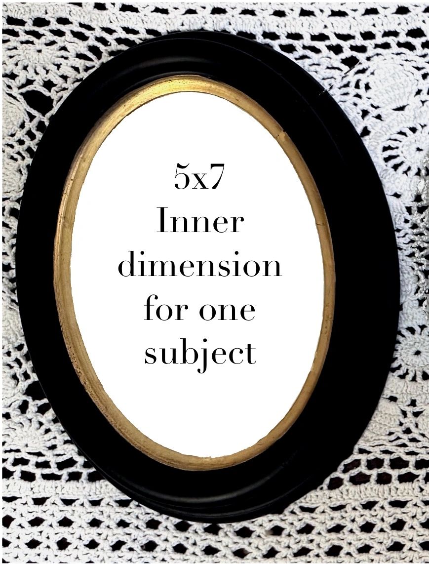 Frame Inner Dimension D. Deluxe Black Wooden Oval Frame for one person (5