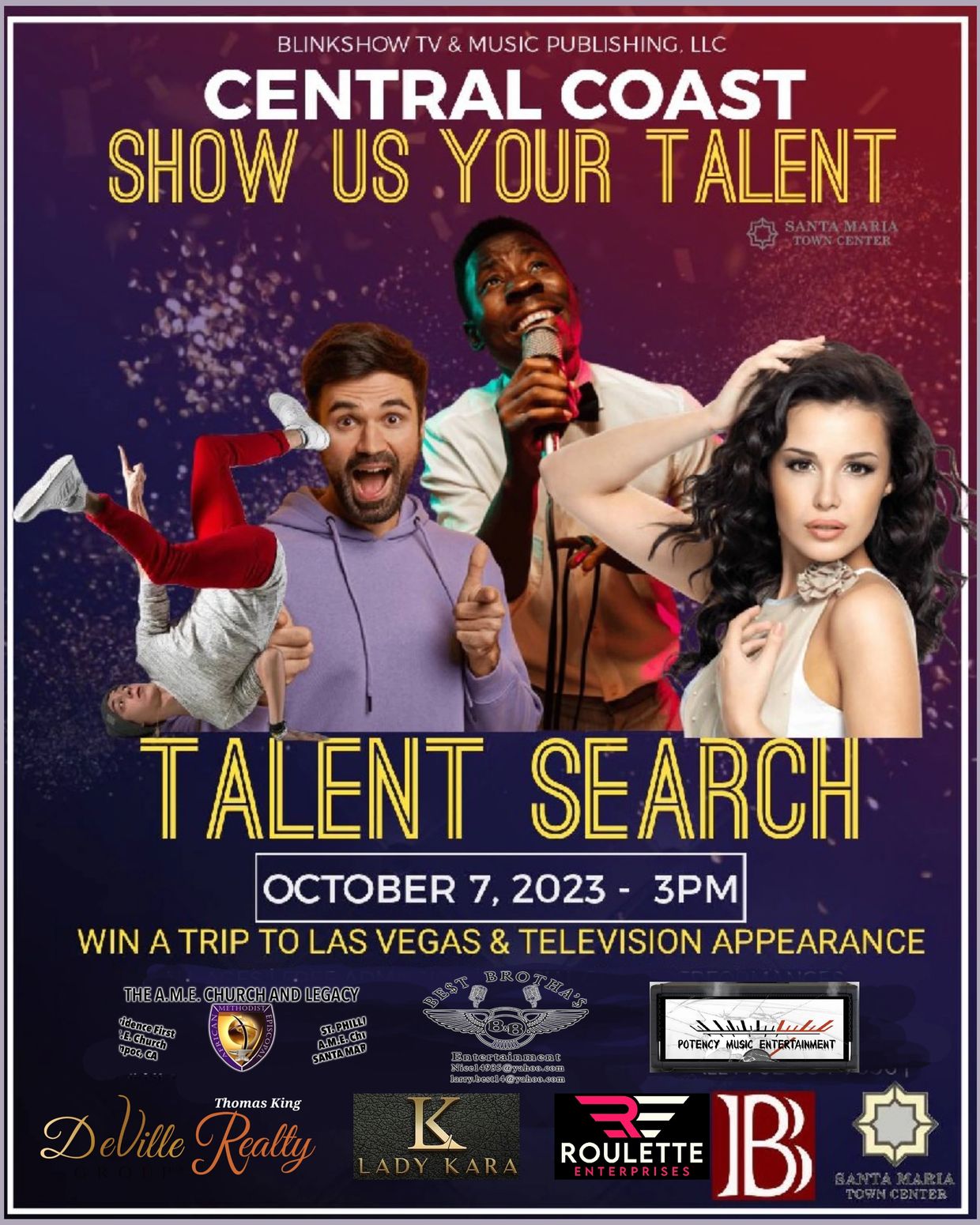 Central Coast talent search event on October 7, 2023, with a trip to Las Vegas prize.