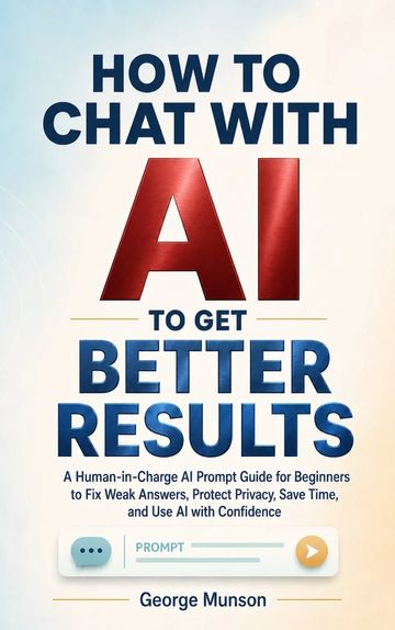 Book cover titled 'How to Chat with AI for Better Results' by George Munson with a tech-themed desig