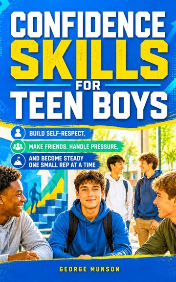 Book cover titled "Confidence Skills for Teen Boys" by George Munson 