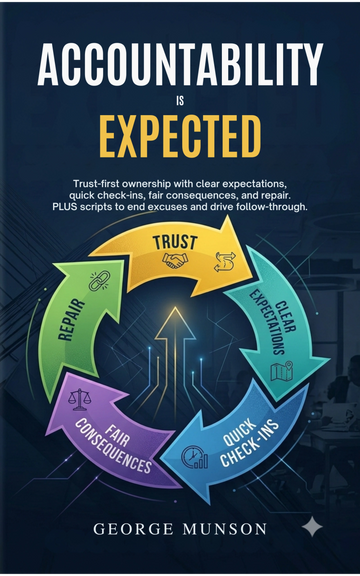 Book cover titled "Accountability is Expected" by George Munson with a mystical tree illustration.