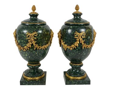 18th Century Italian Porphyry Vases With Bronze Dore Mounts - a Pair