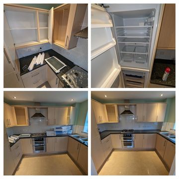 Before and after photos of a kitchen End of Tenancy clean 