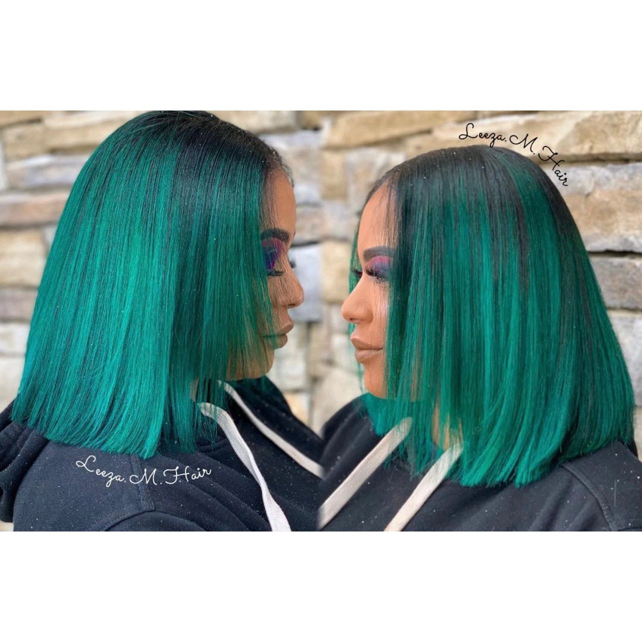 Turquoise balayage and silk press