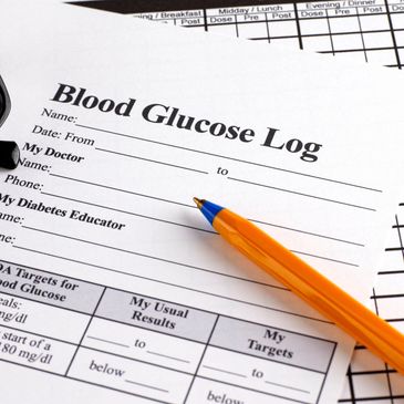 This is a blood glucose log sheet.