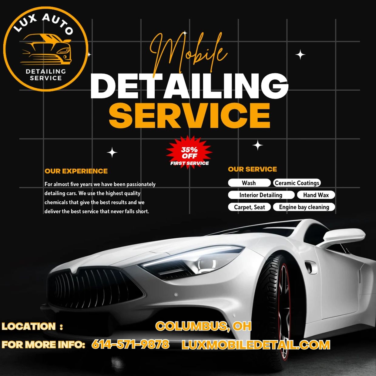 Mobile Auto Detailing Service Ceramic Coating Wash and Wax