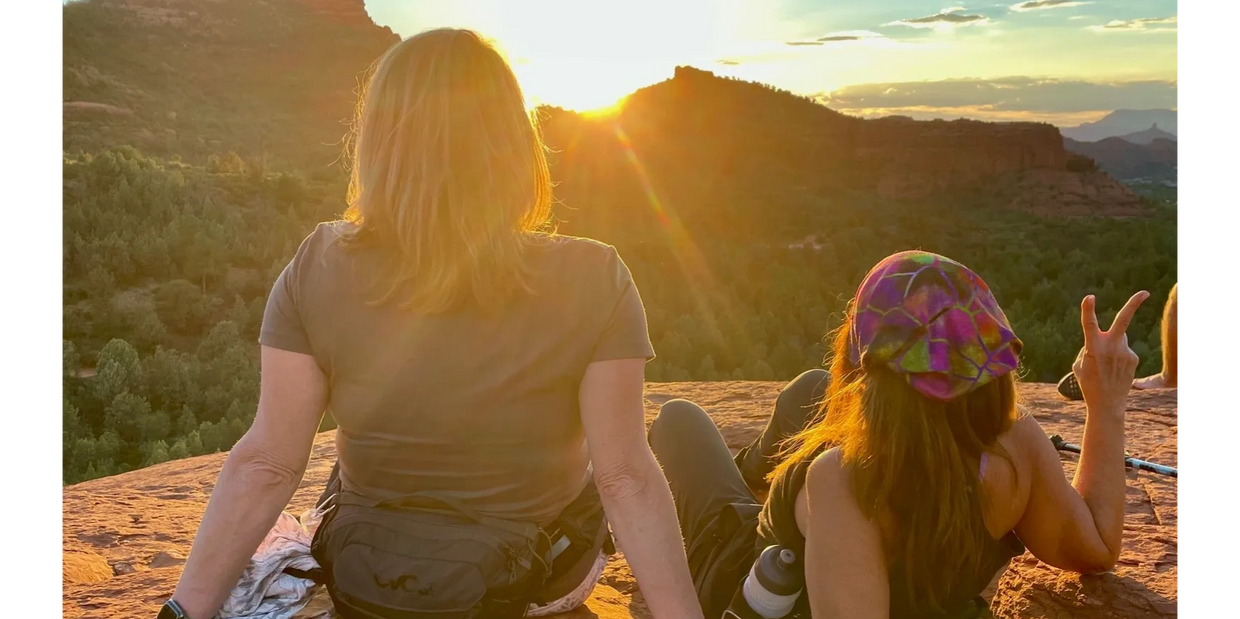 Enjoying the destination here.  A sunset in Sedona  Hiking to Submarine Rock with Lisa and Robin