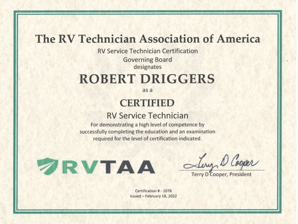 RVTAA Certificate